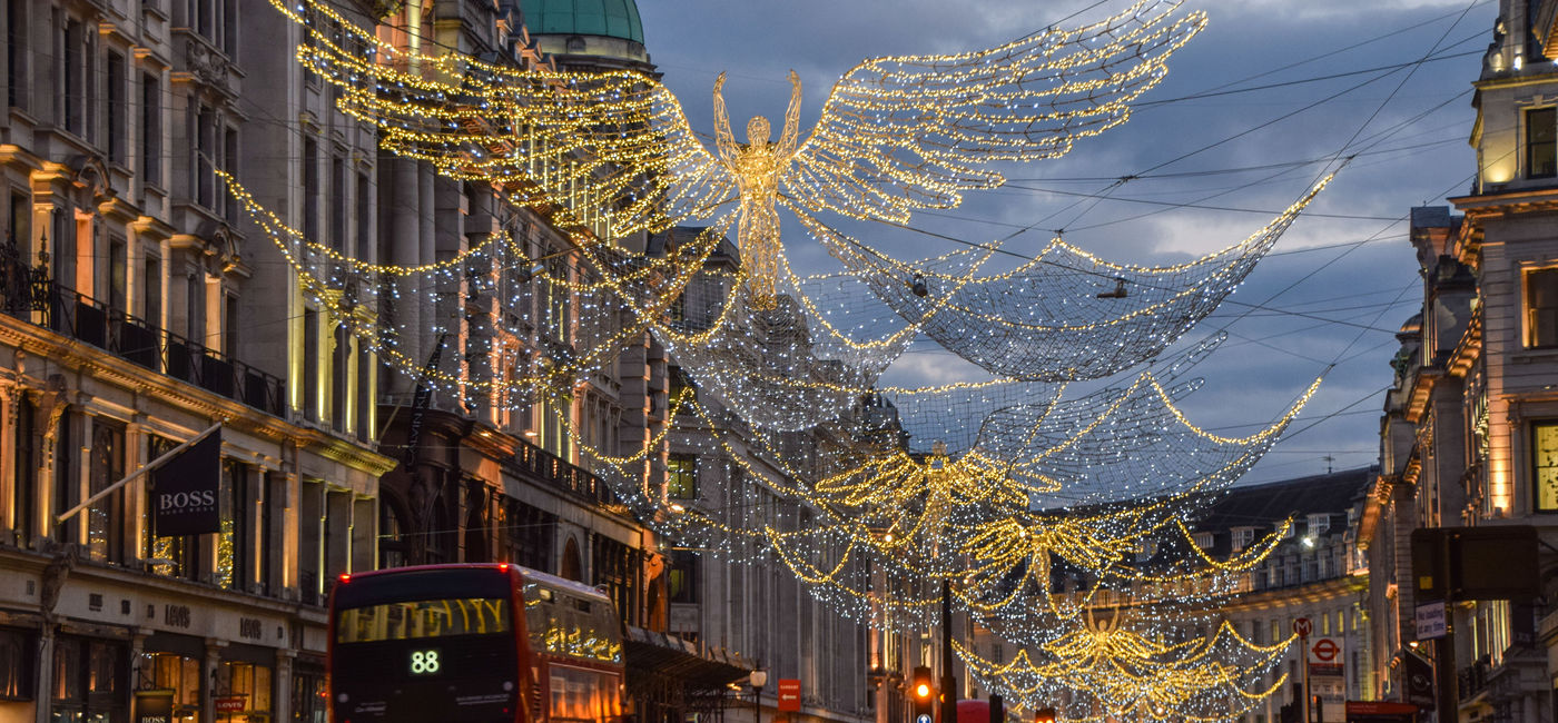 Image: Regent Street Christmas lights in London, U.K. (Photo Credit: iStock Editorial/Getty Images Plus/VV Shots)