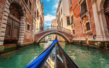 Ride through the canals in Venice, Italy